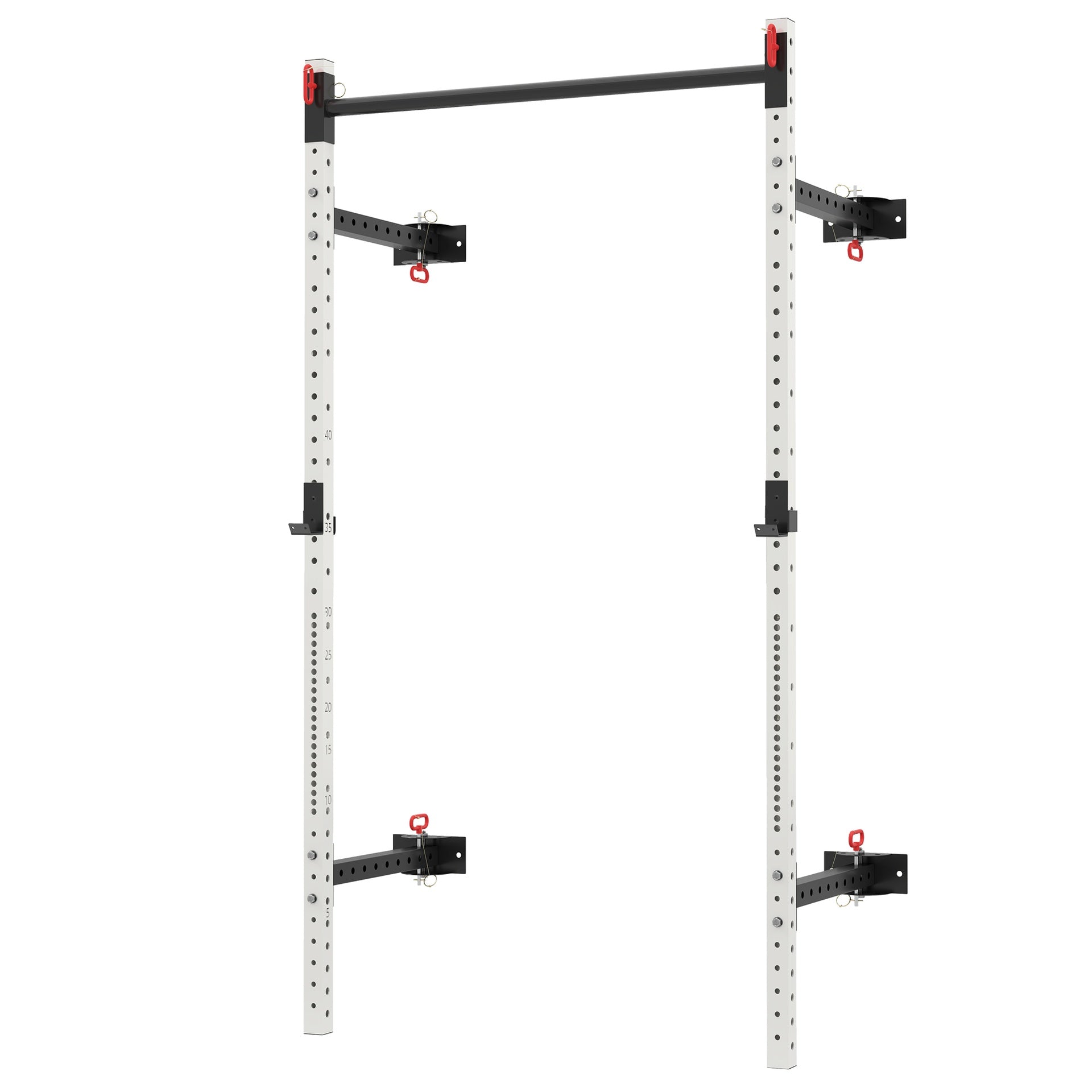 Soozier Folding Squat Rack with Pull Up Bar, Wall Mounted and Adjustable, 1000 Pounds Capacity Power Rack, White