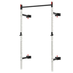 Soozier Folding Squat Rack with Pull Up Bar, Wall Mounted and Adjustable, 1000 Pounds Capacity Power Rack, White