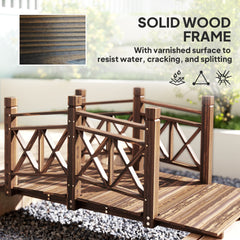 Outsunny 5 ft. Wooden Garden Bridge Footbridge for Backyard Ponds, Creeks, Streams, Carbonized