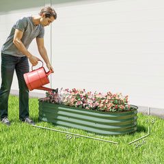 Outsunny 4.9' x 2' x 1' Galvanized Raised Garden Bed Kit, Metal Planter Box with Safety Edging, Green