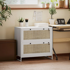 Vinsetto Lockable Filing Cabinet, Boho 2 Drawer File Cabinet with Adjustable Hanging Bar for Letter, A4 and Legal Size, White