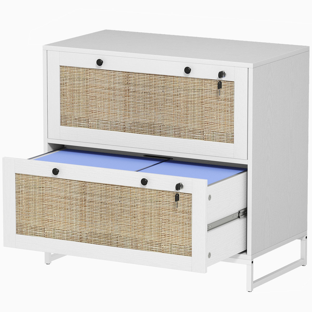 Vinsetto Lockable Filing Cabinet, Boho 2 Drawer File Cabinet with Adjustable Hanging Bar for Letter, A4 and Legal Size, White