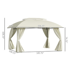 Outsunny 10' x 13' Outdoor Gazebo Patio Gazebo Canopy, Double Vented Roof, Steel Frame, Curtain Sidewalls, Sun Shade Shelter for Garden, Lawn, Backyard, Deck, Beige