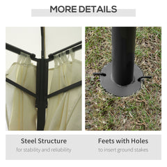 Outsunny 10' x 13' Outdoor Gazebo Patio Gazebo Canopy, Double Vented Roof, Steel Frame, Curtain Sidewalls, Sun Shade Shelter for Garden, Lawn, Backyard, Deck, Beige