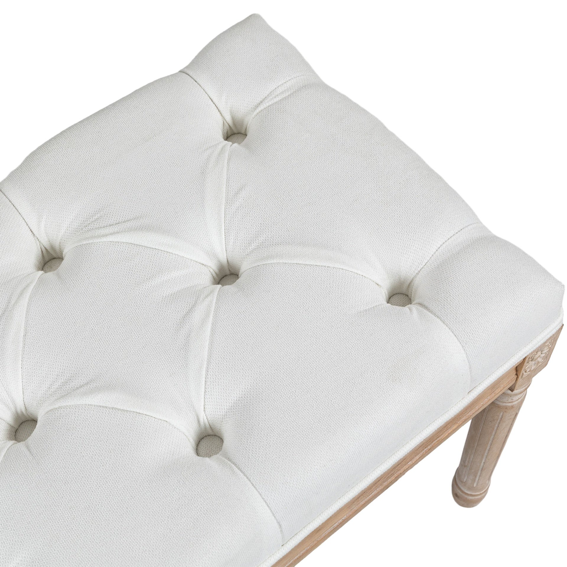 HOMCOM 46" Linen Upholstered Bedroom Bench, French End of Bed Bench with Thick Padded Cushion and Wooden Legs, Cream White
