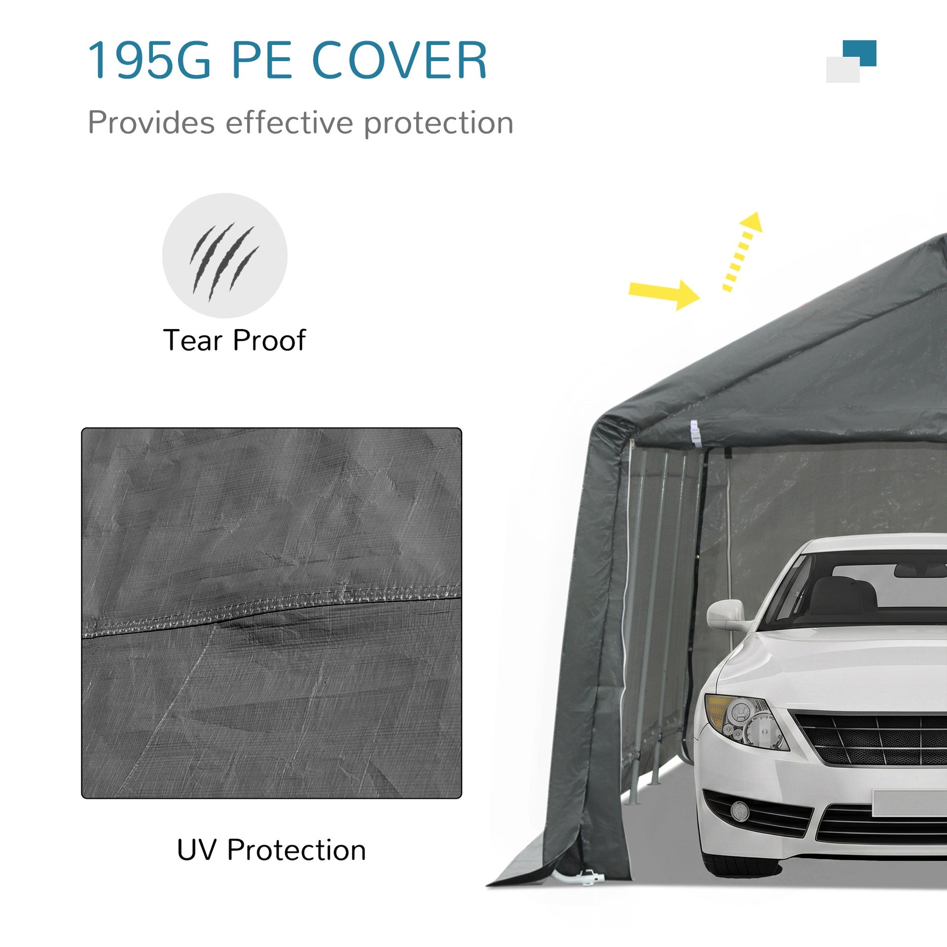 Outsunny 12' x 20' Carport Portable Garage, Heavy Duty Storage Tent, Patio Storage Shelter w/ Anti-UV PE Cover and Double Zipper Doors, for Motorcycle Bike Garden Tools, Gray