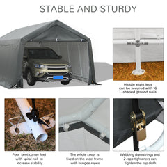 Outsunny 12' x 20' Carport Portable Garage, Heavy Duty Storage Tent, Patio Storage Shelter w/ Anti-UV PE Cover and Double Zipper Doors, for Motorcycle Bike Garden Tools, Gray