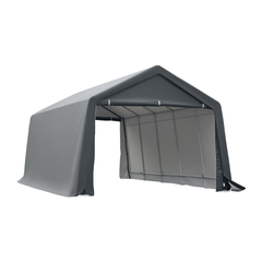 Outsunny 12' x 20' Carport Portable Garage, Heavy Duty Storage Tent, Patio Storage Shelter w/ Anti-UV PE Cover and Double Zipper Doors, for Motorcycle Bike Garden Tools, Gray