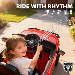 Qaba 12V Kids Ride on Car, Licensed Dodge RAM 3500 Ride on Toys with Dual Motors, Remote Control for Toddlers, Red