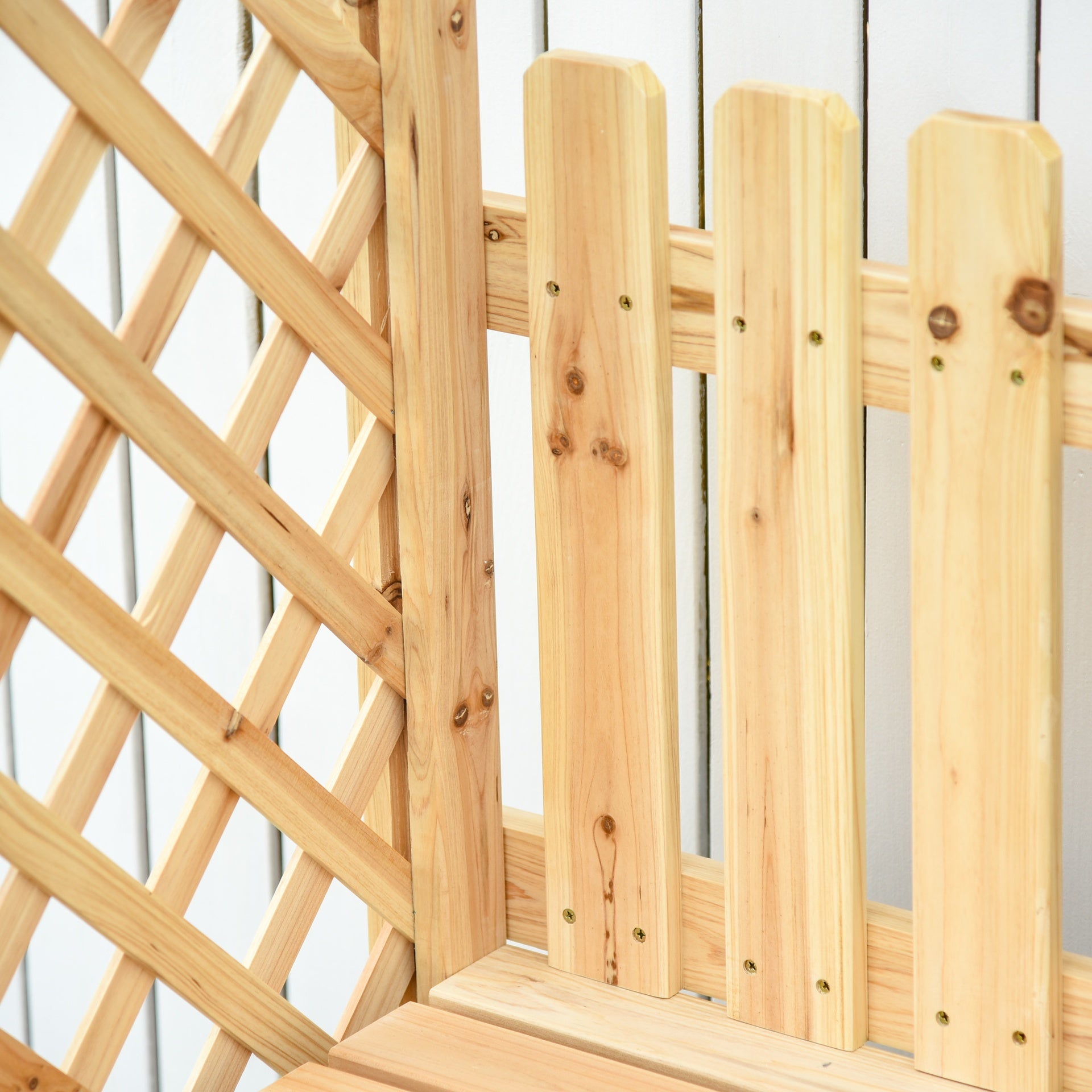 Outsunny Outdoor Garden Bench Arch Pergola with Natural Fir Wood Build, Protective Varnish, & 2 Person Ergonomic Bench