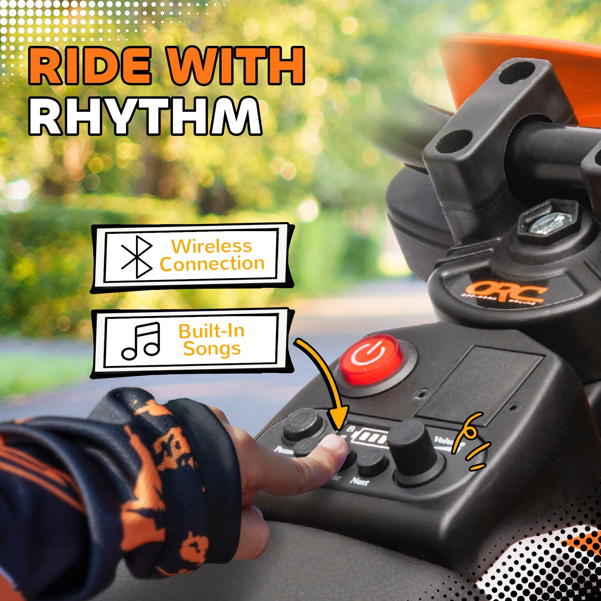Qaba 12V Kids Electric Motorcycle w/ Twist Grip Throttle, Training Wheels, Rear Suspension & Music, Orange