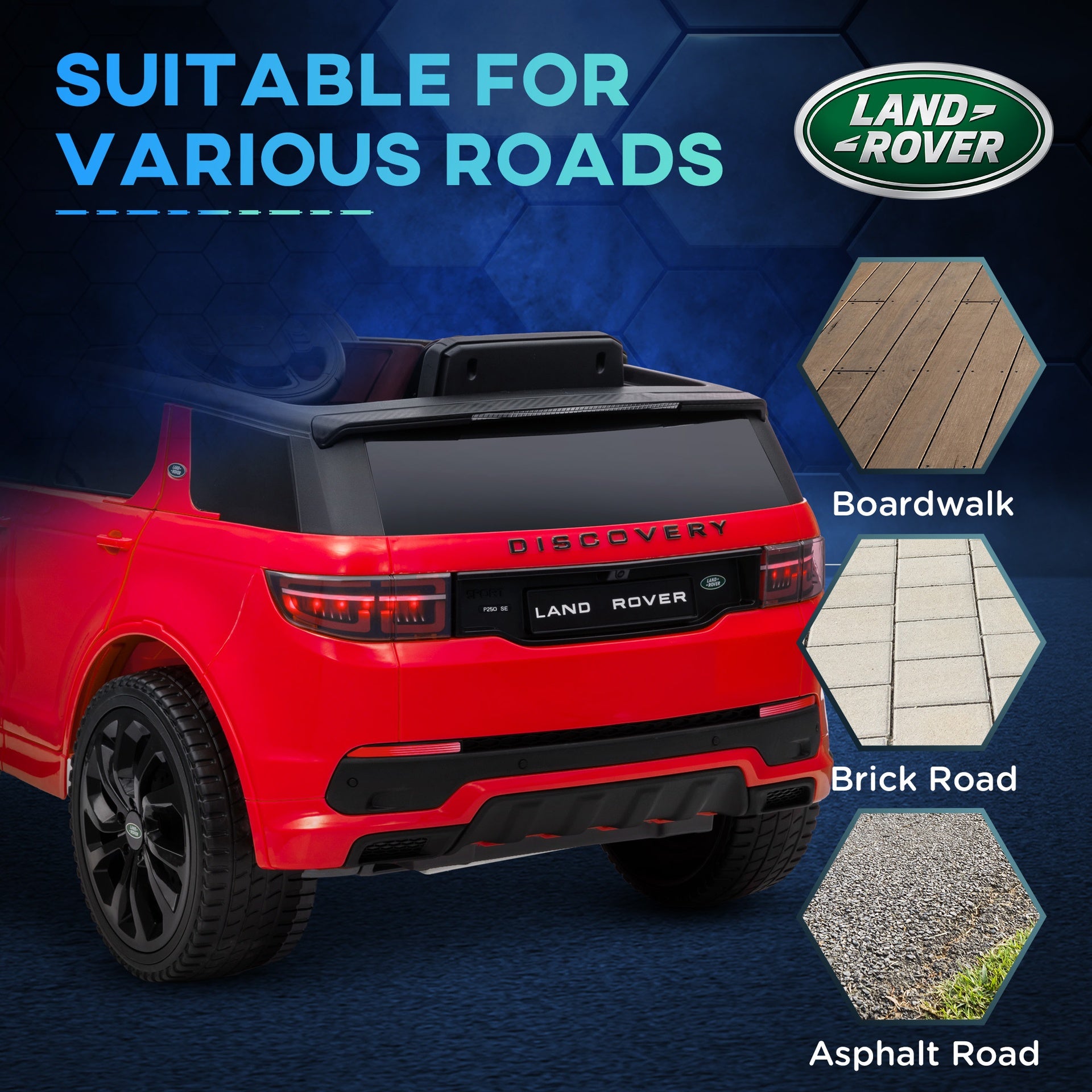 Qaba Land Rover Discovery Sport Licensed 12V Kids Ride on Car with Remote Control Soft Start, LED Lights, Red