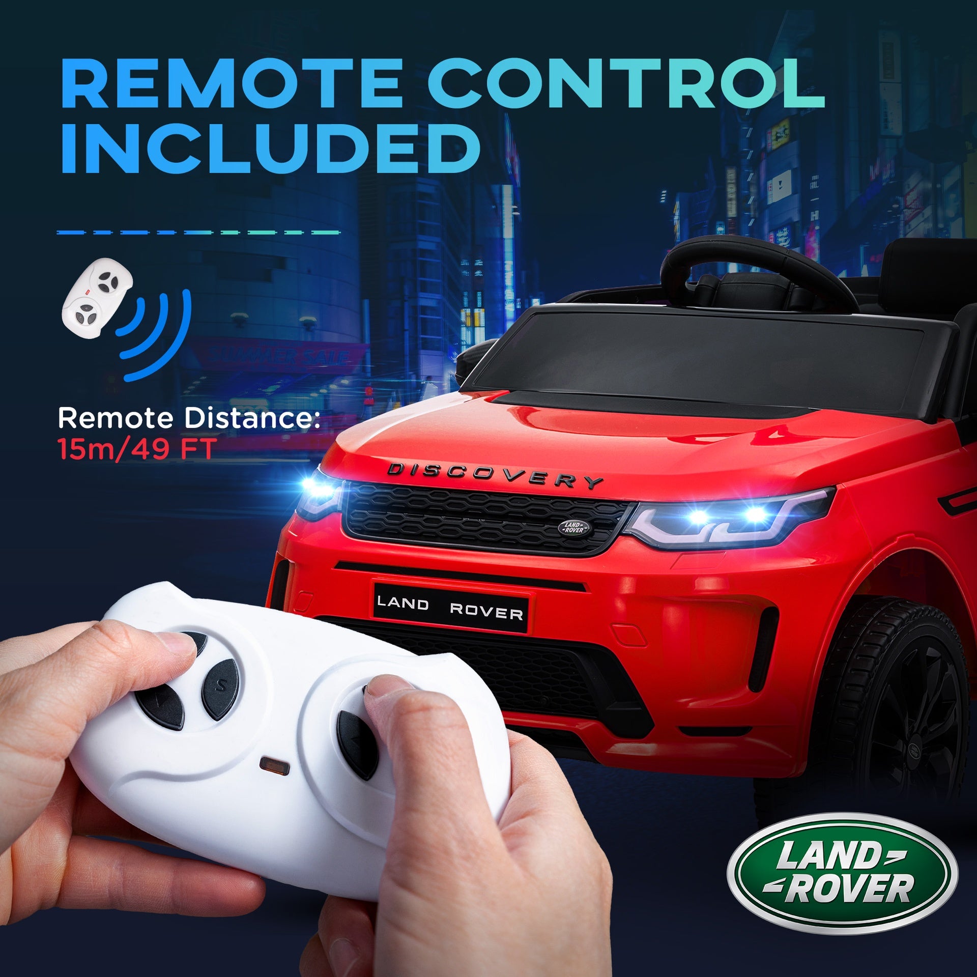 Qaba Land Rover Discovery Sport Licensed 12V Kids Ride on Car with Remote Control Soft Start, LED Lights, Red