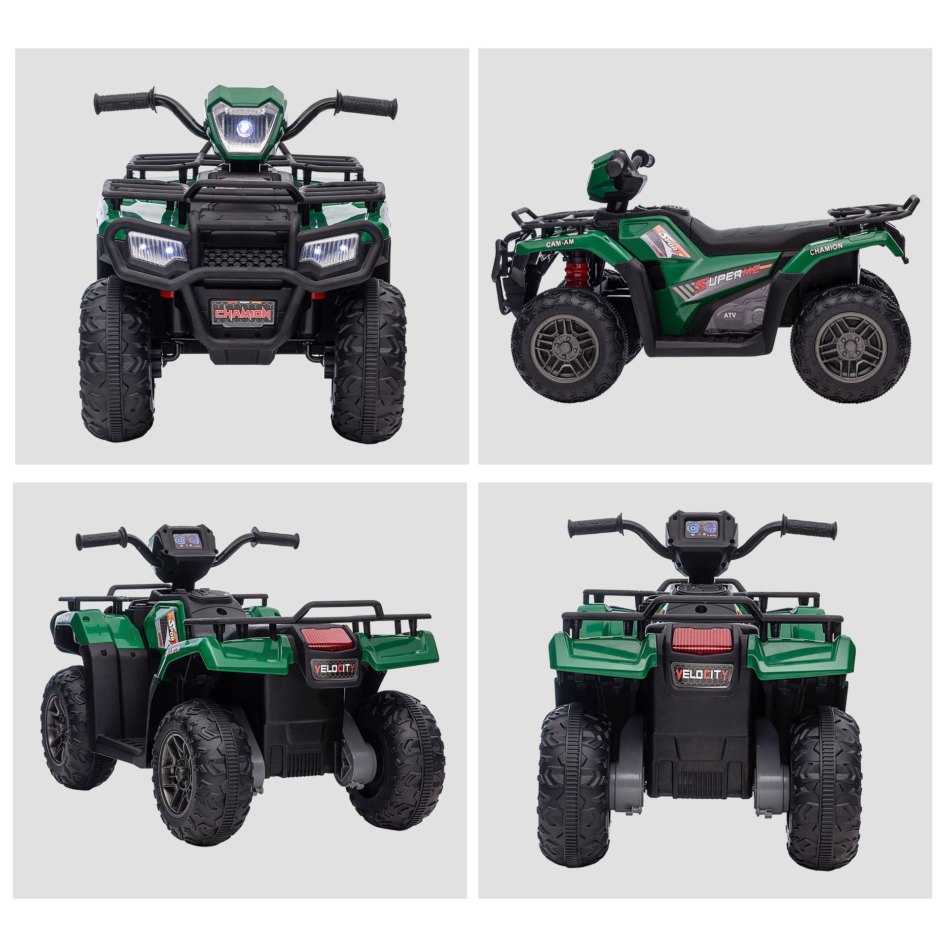 Aosom 12V Electric Toy Car with Forward Backward Function, Music, LED Headlights, for Ages 3-5 Years, Green