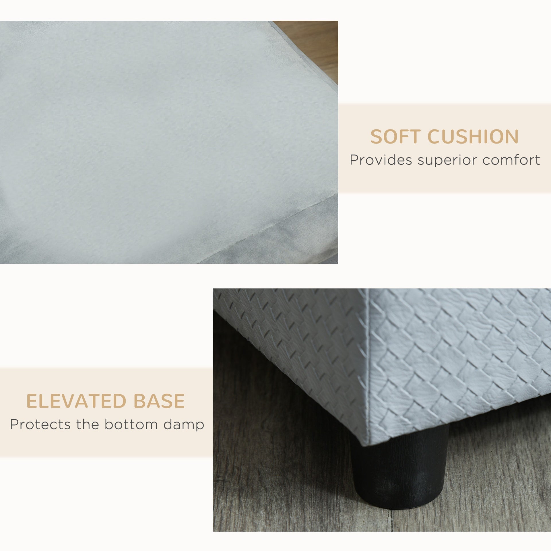 PawHut Luxury Fancy Dog Couch with Hidden Storage, Small Dog Sofa Bed with 2" Soft Foam, Modern Pet Furniture for Puppies & Little Breeds, Pale Gray