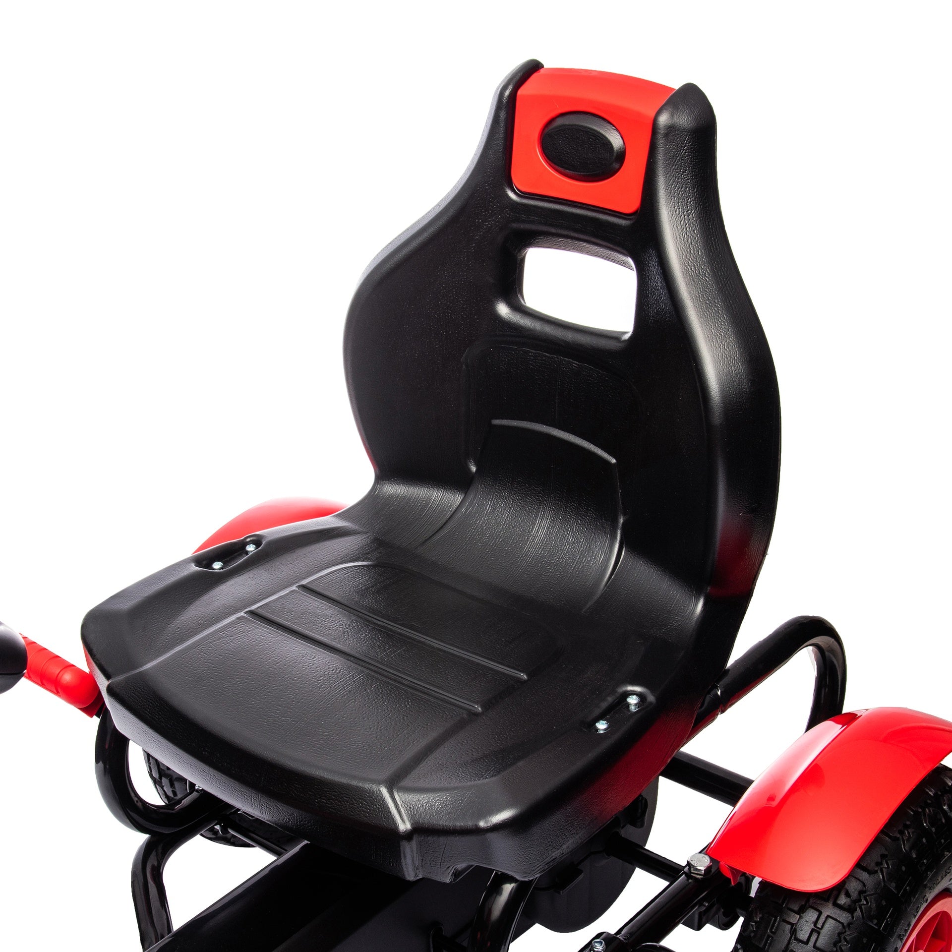 Aosom Kids Pedal Go Kart W/ Adjustable Seat, Rubber Wheels, Red
