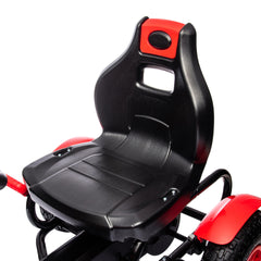 Aosom Kids Pedal Go Kart W/ Adjustable Seat, Rubber Wheels, Red