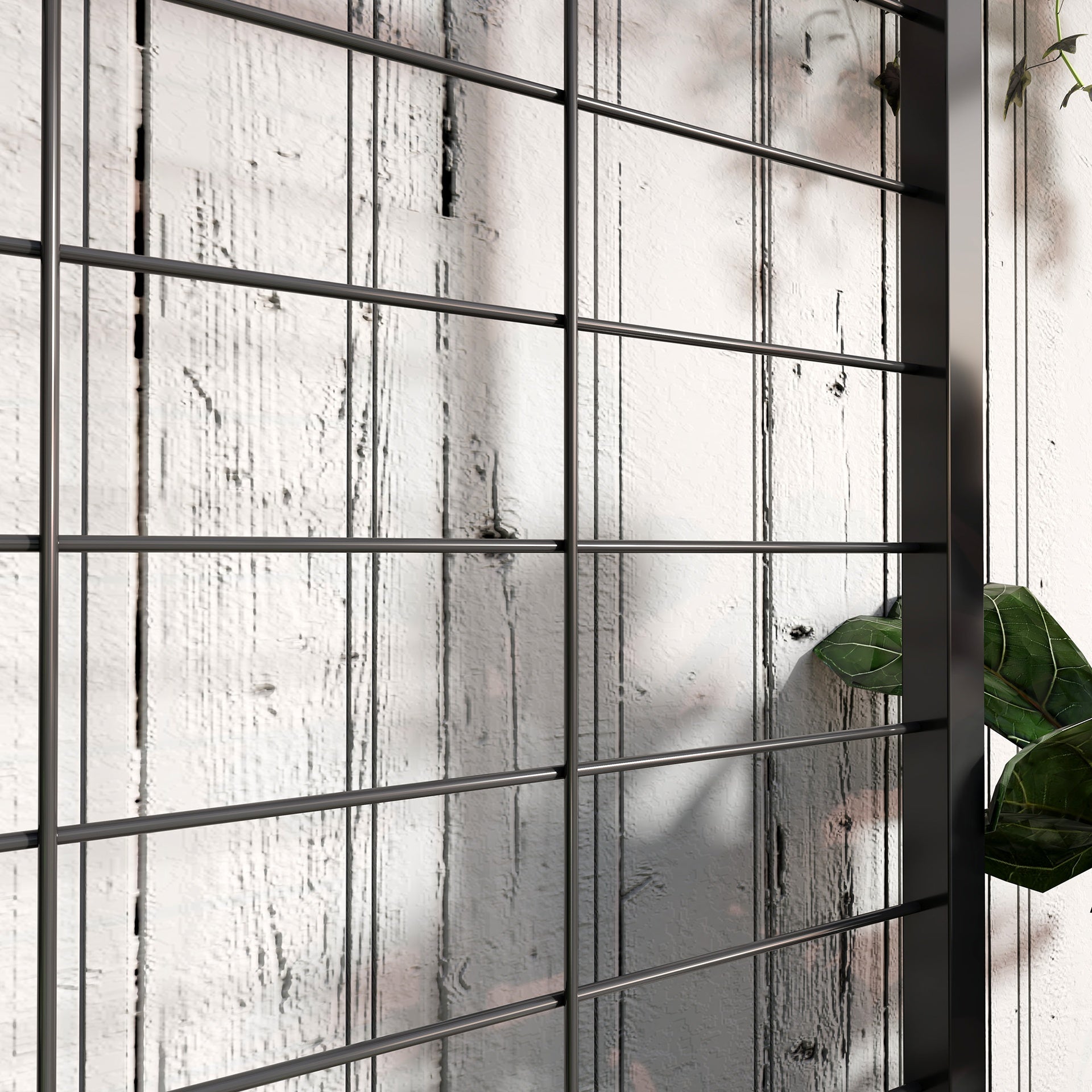 Outsunny Metal Tall Plant Stand with Trellis and Hanging Bar, Plant Holder for Indoor Outdoor Use, 35" x 12.8" x 74", Black