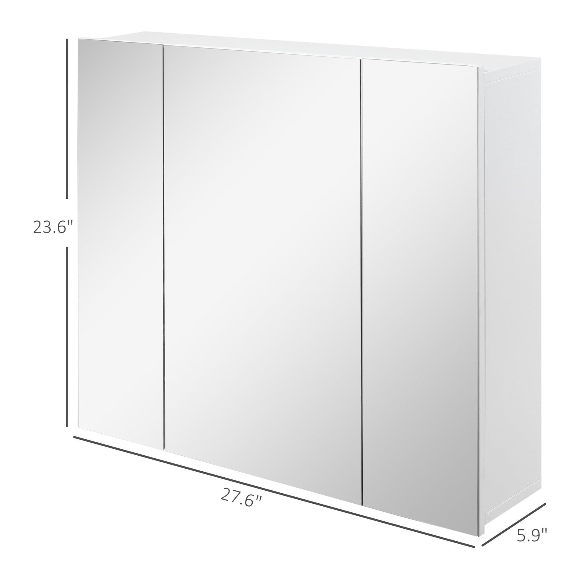 kleankin Wall Mounted Mirror Cabinet, Bathroom Medicine Cabinet with Mirror, 3 Doors and Adjustable Shelves, White