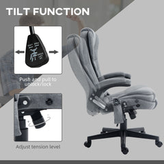 HOMCOM 6 Point Vibrating Massage Office Chair with Heat, Linen High Back Massage Desk Chair with Reclining Backrest, Gray