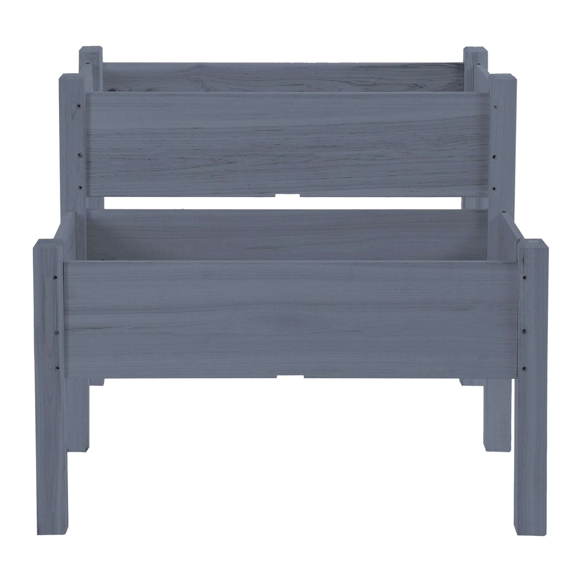 Outsunny 34"x34"x28" Raised Garden Bed 2-Tier Wooden Planter Box for Backyard, Patio to Grow Vegetables, Herbs and Flowers, Gray
