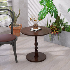 23'' Walnut Brown Accent Round Table, Round Side Table, Small Drink Table for Small Spaces, Modern Accent Nightstand with Solid Wood Leg for Living Room, Bedroom, Corners, and Office (Walnut Brown)