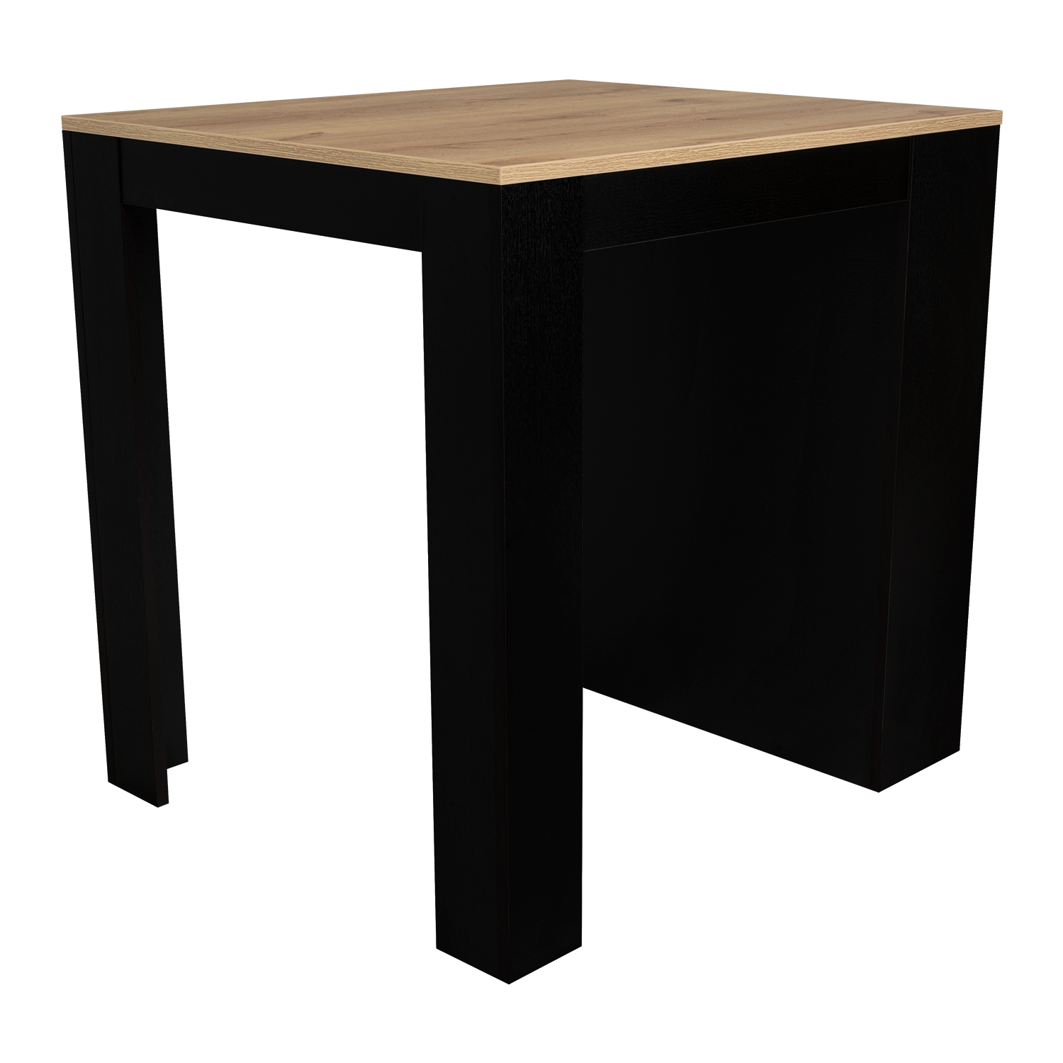 Tanna Kitchen Counter Dining Table ,Two Legs, Three Side Shelves -Black / Pine
