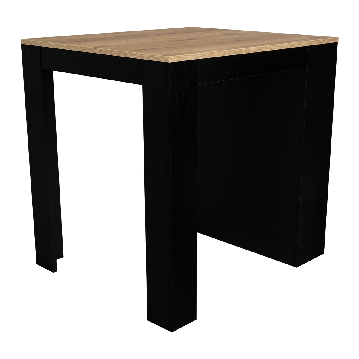 Tanna Kitchen Counter Dining Table ,Two Legs, Three Side Shelves -Black / Pine