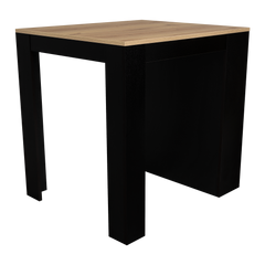 Tanna Kitchen Counter Dining Table ,Two Legs, Three Side Shelves -Black / Pine
