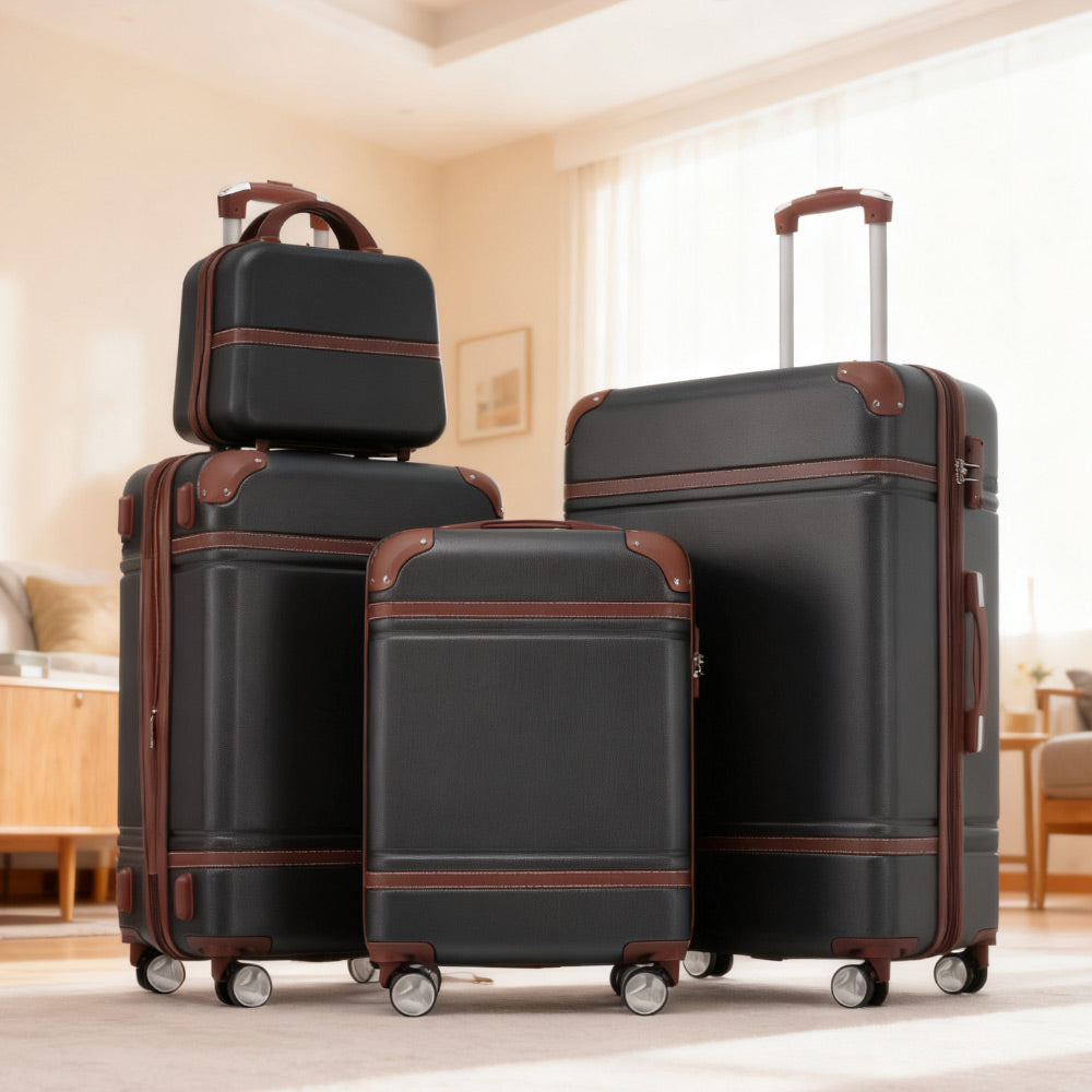 Hardshell Luggage Sets 4 Pieces 20"+24"+28" Luggages and Cosmetic Case Spinner Suitcase with TSA Lock  Lightweight