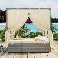 U_STYLE Adjustable Outdoor Sun Lounger with Canopy, Multi-Position Recline & Removable Cushion – Patio, Garden & Poolside Lounge Chair in 3 Colors