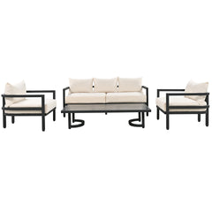 U_Style Multi-Person Outdoor Steel Sofa Set with Coffee Table, Waterproof & Anti-Rust Patio Seating, UV-Resistant Cushions for Garden, Lawn & Backyard