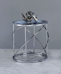 Lyda Blue Marble Print & Chrome Finish End Table
