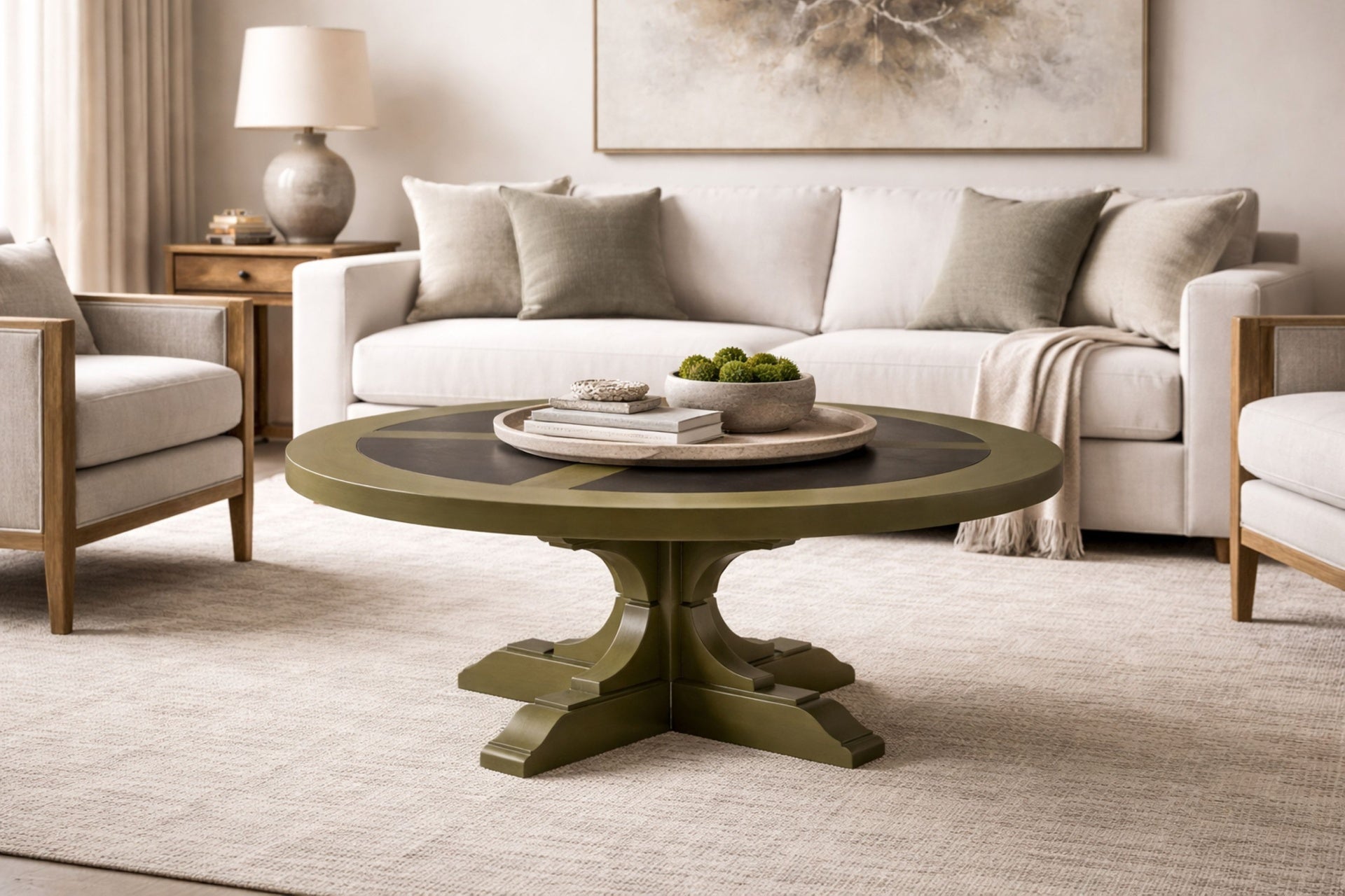 Round Hickory Cocktail Table - Pistaschio