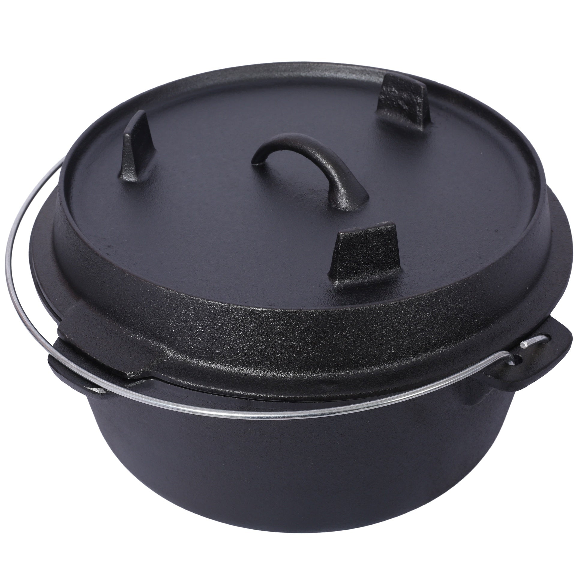 Pre-Seasoned Cast Iron Dutch Oven With Skillet Lid, Outdoor Camping Deep Pot for Camping Fireplace Cooking BBQ Baking Campfire, With Iron Pot Rack, 8 Quart
