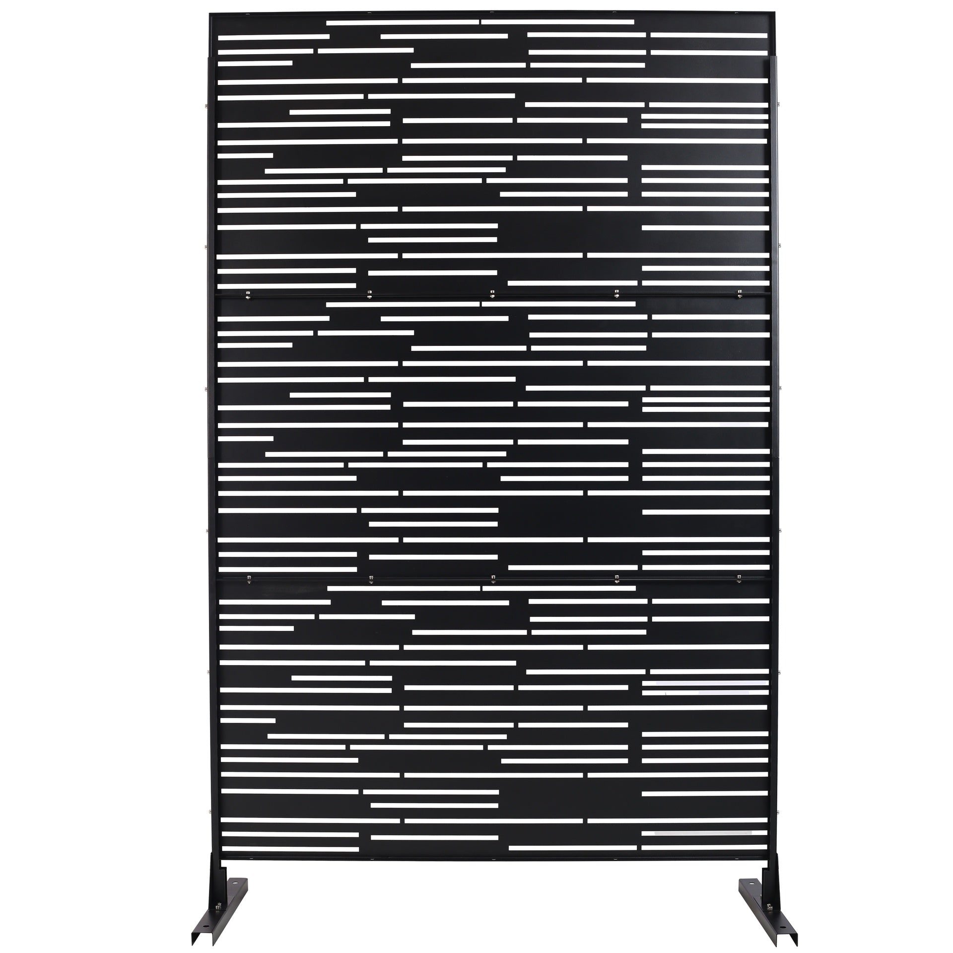 Outdoor & Indoor Privacy Screen Metal Privacy Screen 76" H×48" W, Freestanding Decorative Privacy Screen for Deck Balcony Patio, Privacy Fence Panels for Outside Lawn Garden PS108 BLACK