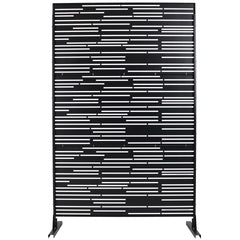 Outdoor & Indoor Privacy Screen Metal Privacy Screen 76" H×48" W, Freestanding Decorative Privacy Screen for Deck Balcony Patio, Privacy Fence Panels for Outside Lawn Garden PS108 BLACK