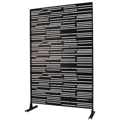 Outdoor & Indoor Privacy Screen Metal Privacy Screen 76" H×48" W, Freestanding Decorative Privacy Screen for Deck Balcony Patio, Privacy Fence Panels for Outside Lawn Garden PS108 BLACK