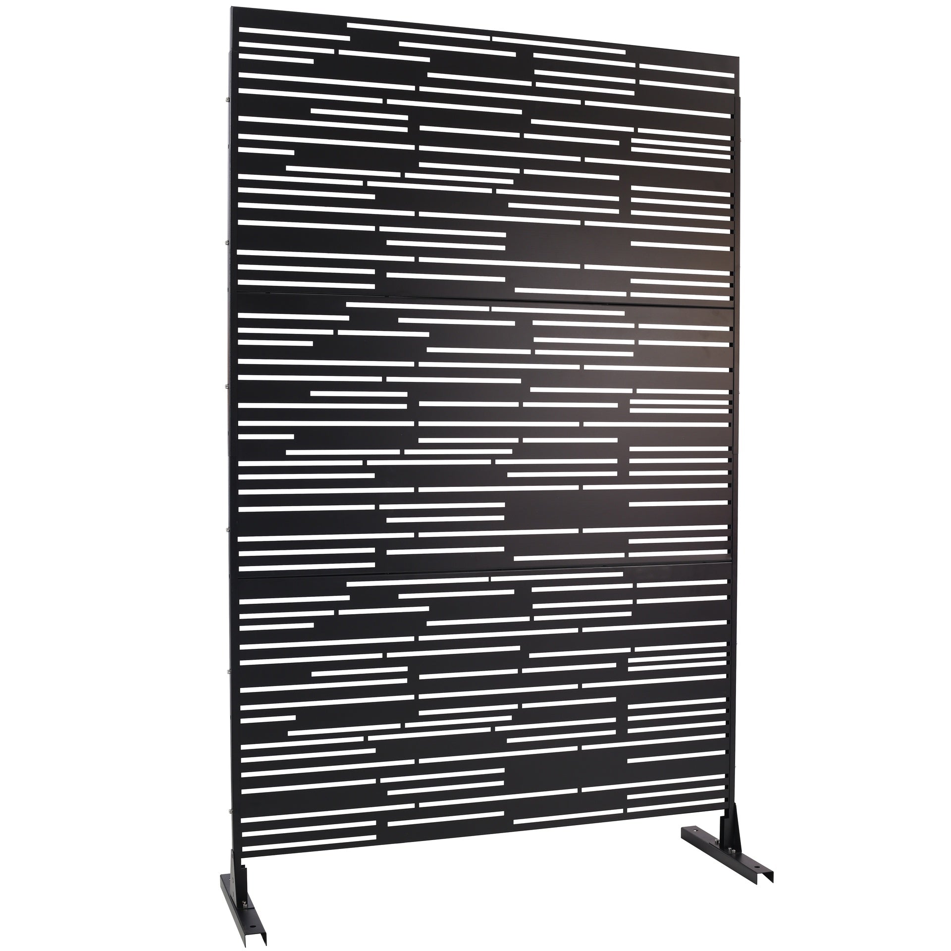 Outdoor & Indoor Privacy Screen Metal Privacy Screen 76" H×48" W, Freestanding Decorative Privacy Screen for Deck Balcony Patio, Privacy Fence Panels for Outside Lawn Garden PS108 BLACK