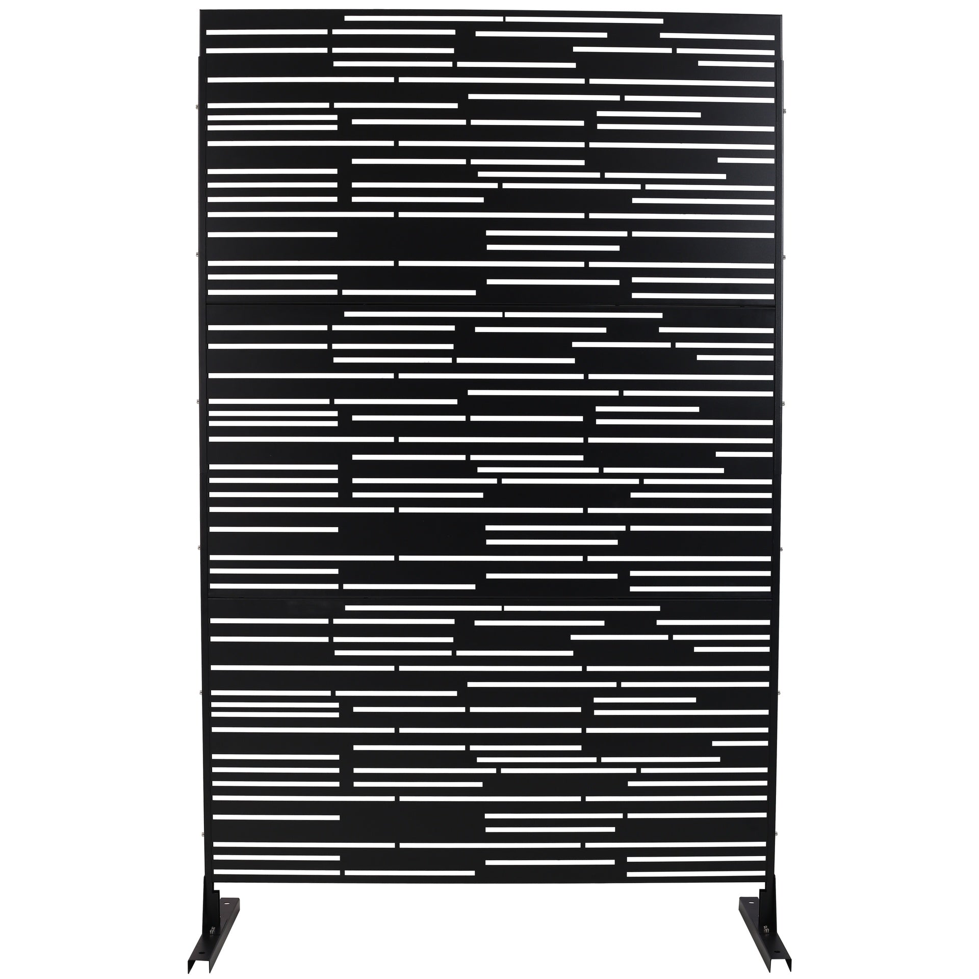 Outdoor & Indoor Privacy Screen Metal Privacy Screen 76" H×48" W, Freestanding Decorative Privacy Screen for Deck Balcony Patio, Privacy Fence Panels for Outside Lawn Garden PS108 BLACK