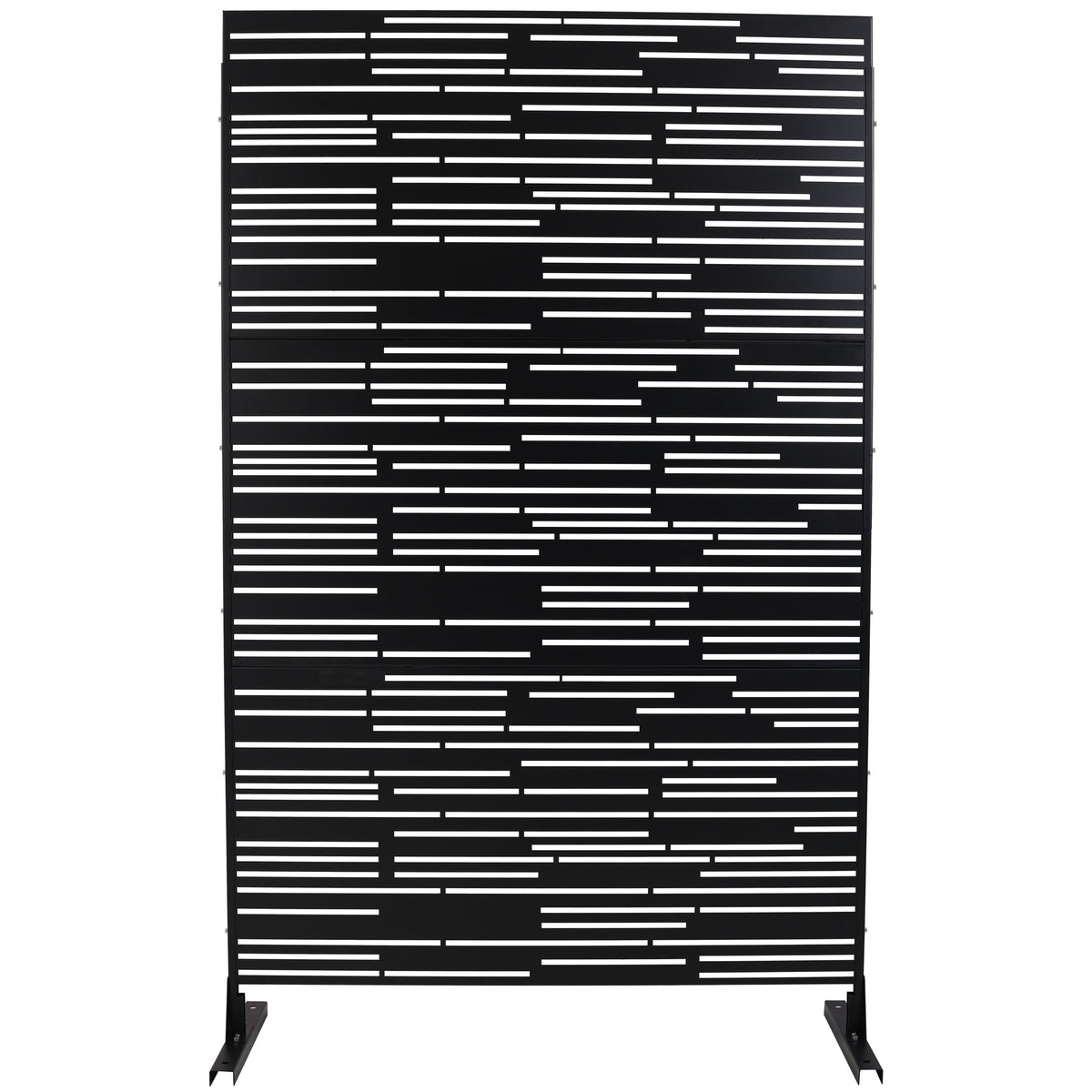 Outdoor & Indoor Privacy Screen Metal Privacy Screen 76" H×48" W, Freestanding Decorative Privacy Screen for Deck Balcony Patio, Privacy Fence Panels for Outside Lawn Garden PS108 BLACK