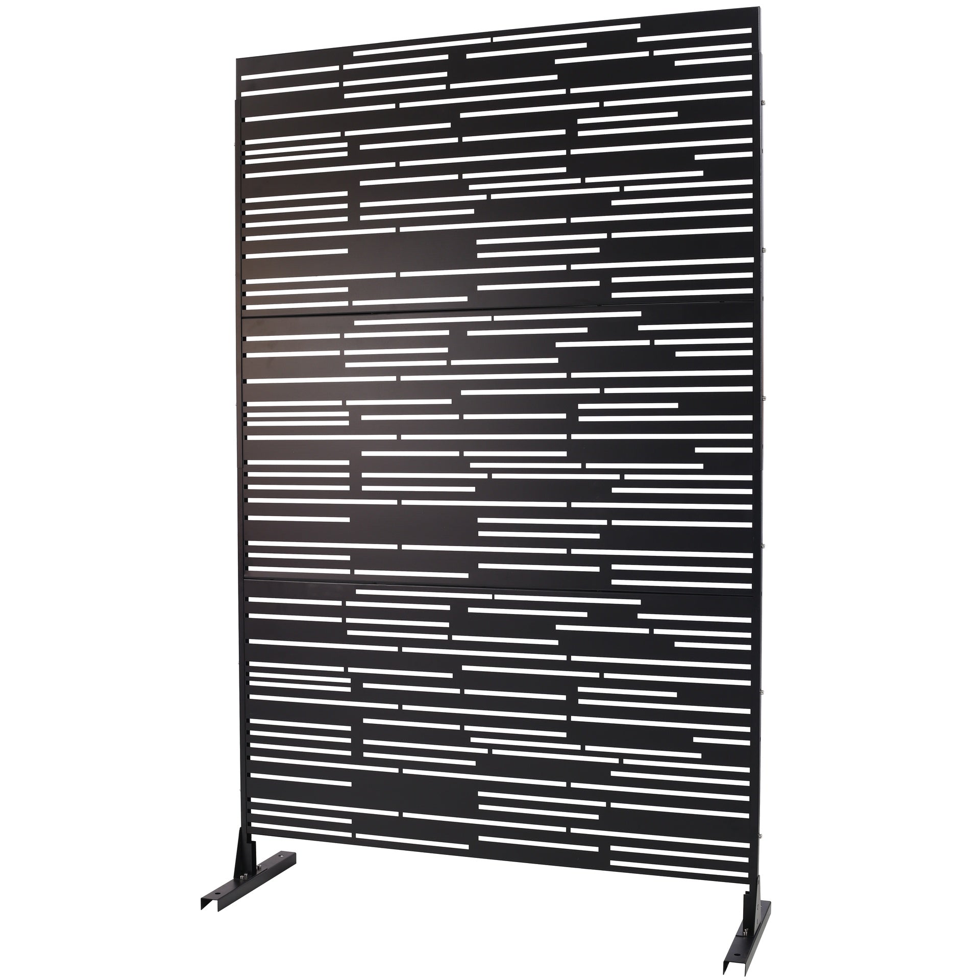 Outdoor & Indoor Privacy Screen Metal Privacy Screen 76" H×48" W, Freestanding Decorative Privacy Screen for Deck Balcony Patio, Privacy Fence Panels for Outside Lawn Garden PS108 BLACK