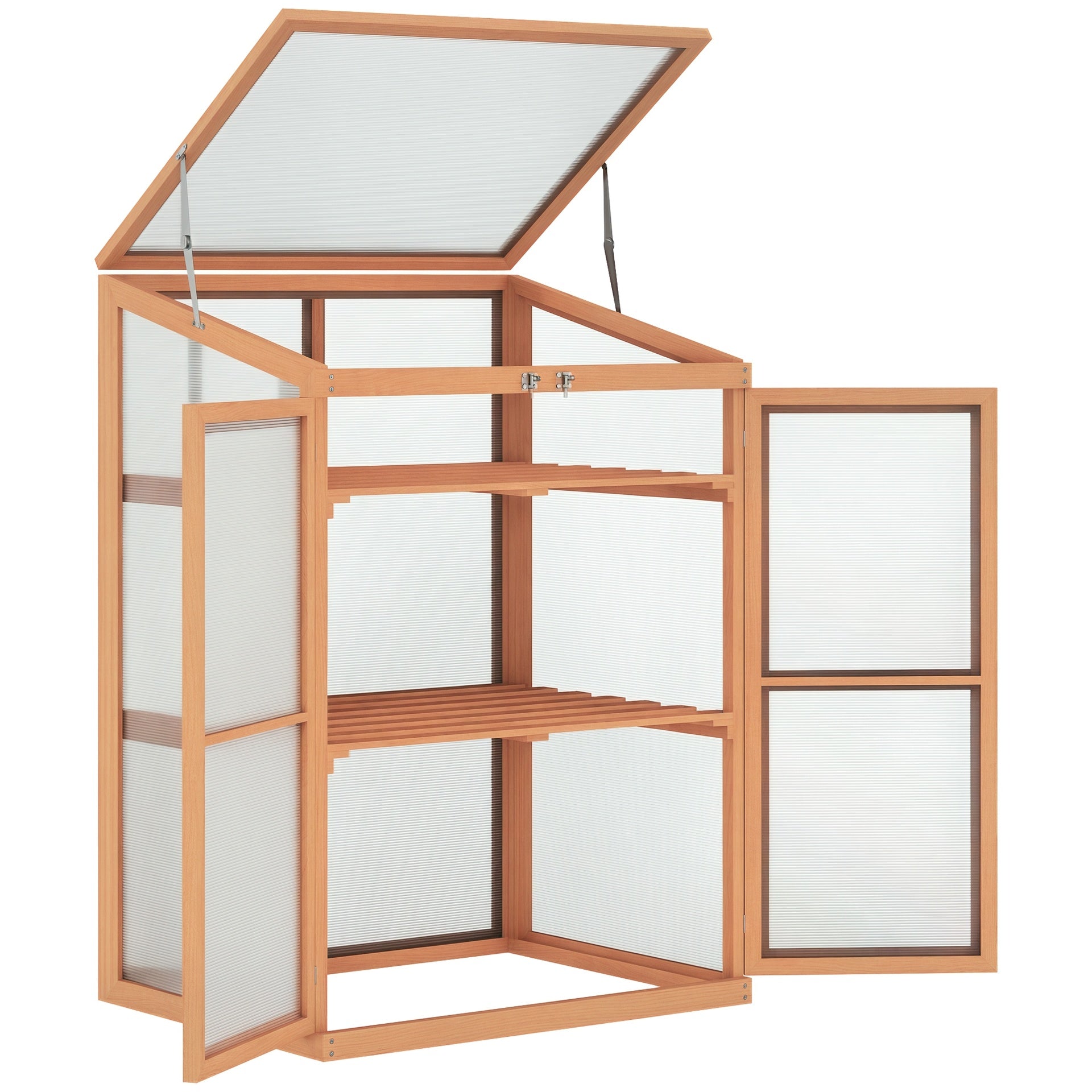 Outsunny Wooden Cold Frame Greenhouse Small Mini Planter Box, 30" L x 24" W x 44" H, Natural
