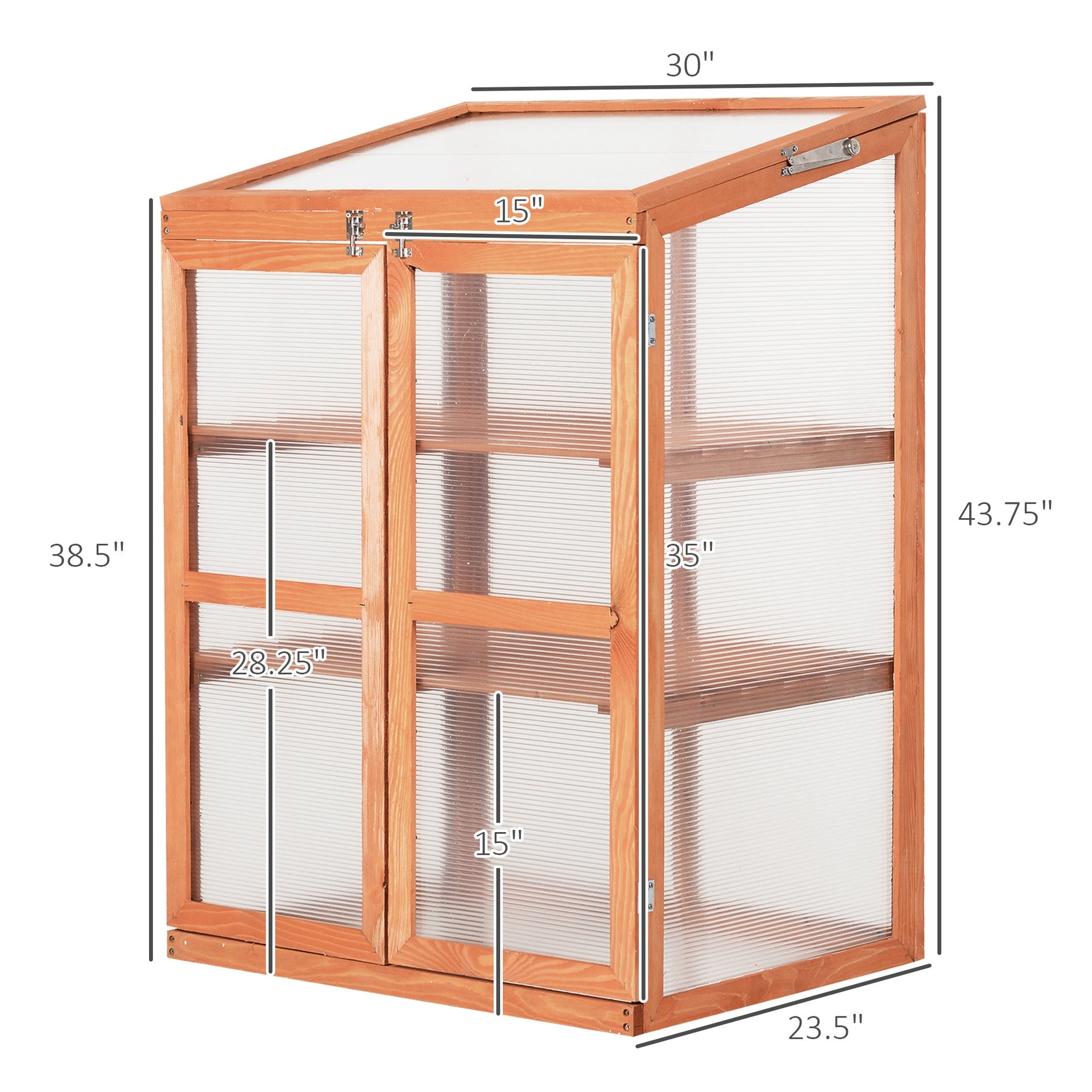 Outsunny Wooden Cold Frame Greenhouse Small Mini Planter Box, 30" L x 24" W x 44" H, Natural