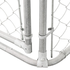 PawHut Outdoor Dog Kennel Galvanized Steel Fence with Cover Secure Lock Mesh Sidewalls for Backyard 9.8' x 9.8' x 7.7'