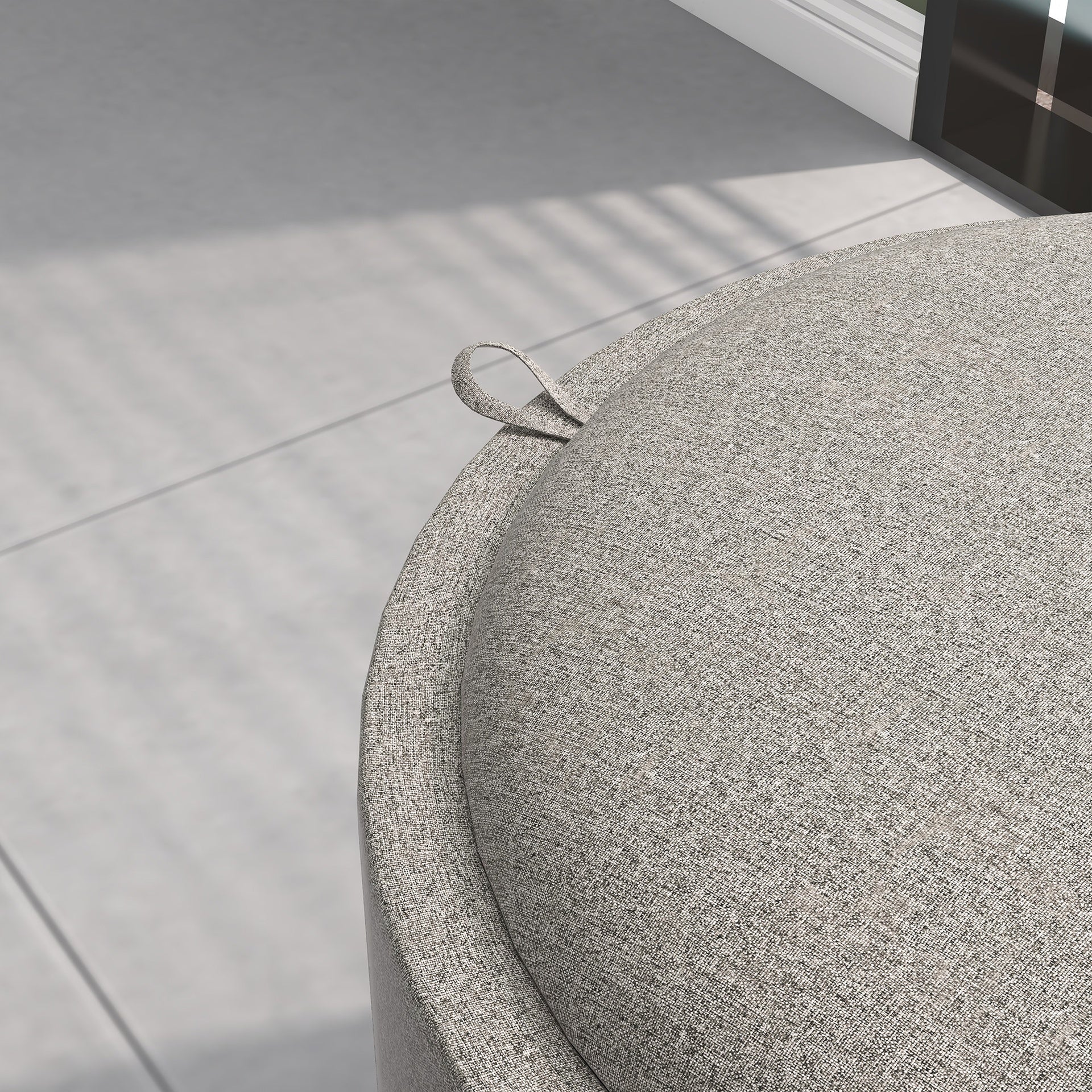 HOMCOM Round Storage Ottoman Coffee Table with Flip Top Tray, Linen Fabric Upholstered Footstool with Hidden Compartment
