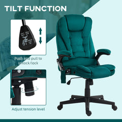 Vinsetto 6 Point Executive Office Chair with Heat, Velvet High Back Vibrating Massage Office Chair, Dark Green