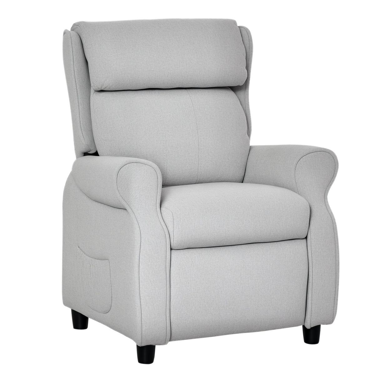 Qaba Kids Recliner Chair Children Sofa Angle Adjustable Single Lounger Armchair Gaming Chair with Footrest 2 Side Pockets for 3-5 Years, Light Grey