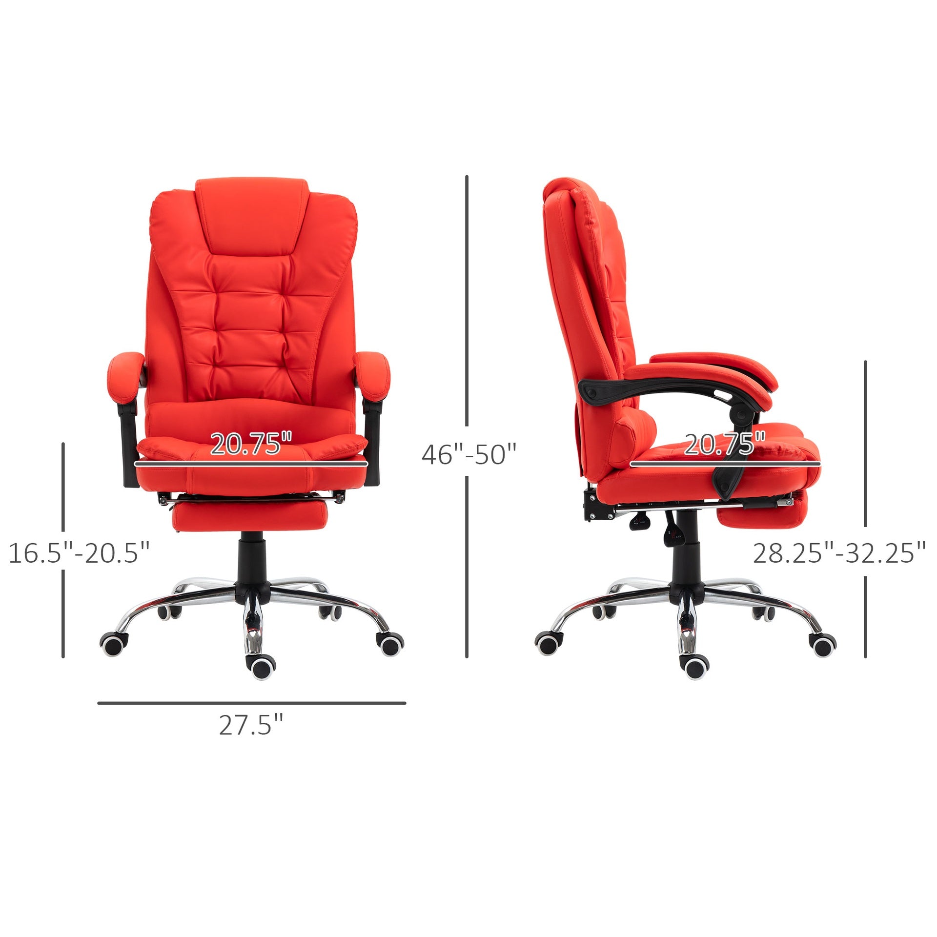 HOMCOM Executive Office Chair, High Back Reclining Computer Chair with Footrest and Armrest, Red
