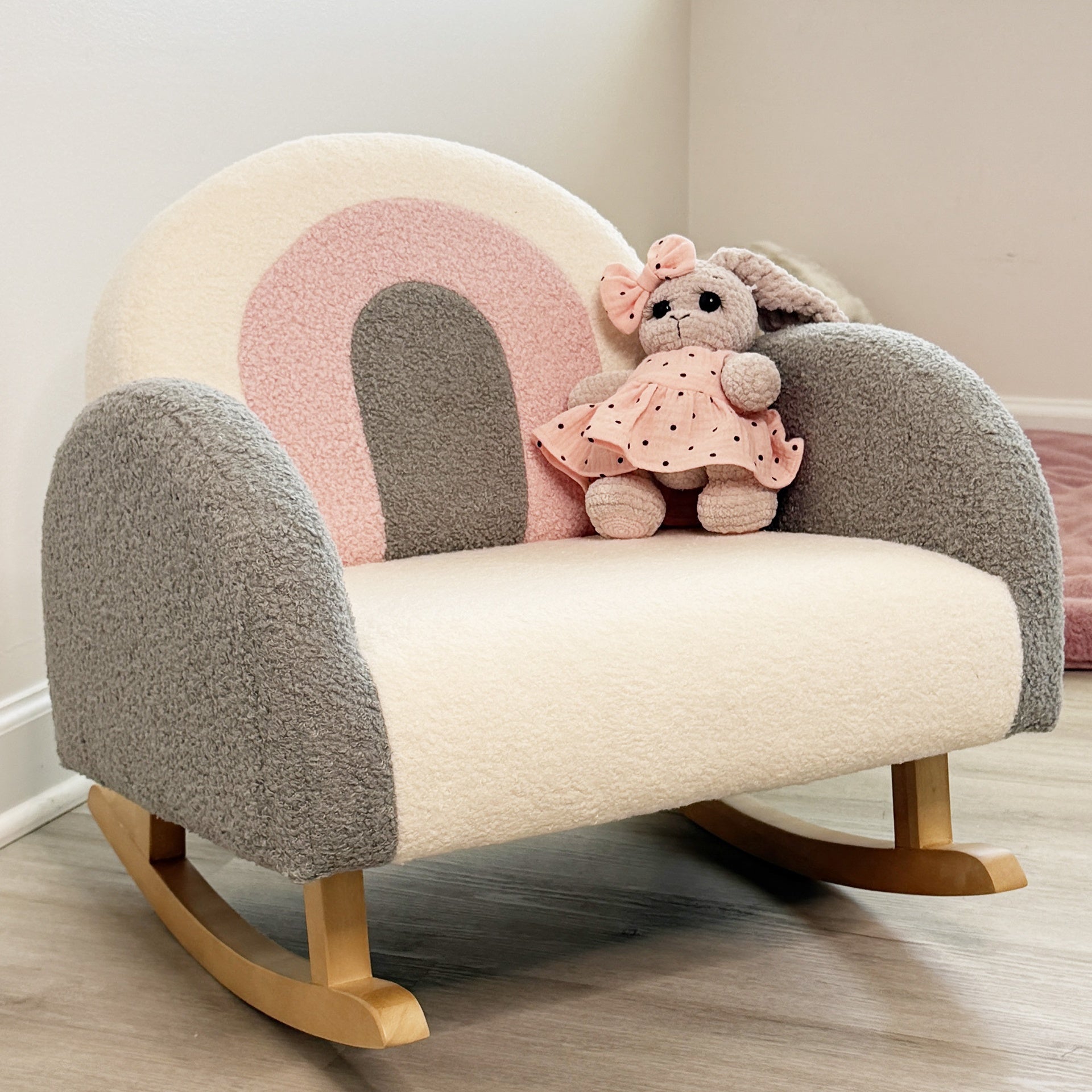 Qaba Kids Sofa, Rocking Toddler Sofa Chair, Gift for 18-36 Months, Gray